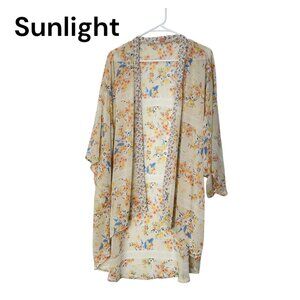 Band Of Gypsies Women Open Front Floral Kimono Cardigan SZ XS/S 100% Polyester